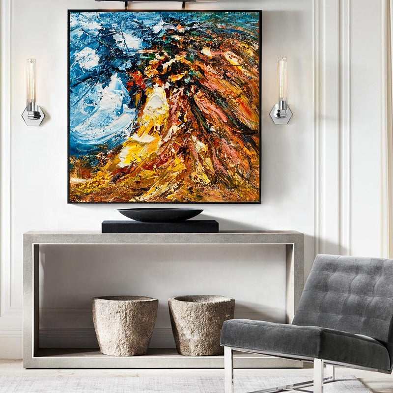 Volcano, Impasto-abstract Painting Australia, Hand-painted Canvas