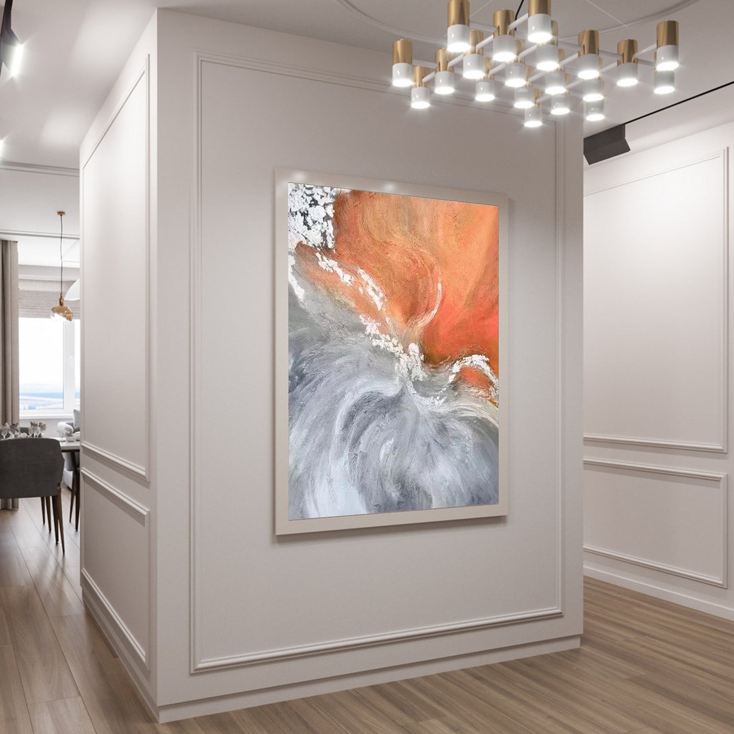 Orange and Grey Abstract Painting Australia, Fusion, Hand-painted Canvas,artists that use watercolour,artists that work with clay,artists that work with metal,artists to invest in 2020,,artling singapore