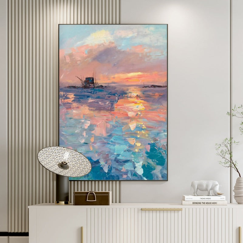 Sunset, Landscape Painting Australia, Hand-painted Canvas,best art galleries for emerging artists,best art galleries in la,best art galleries in usa,best art gallery apps
