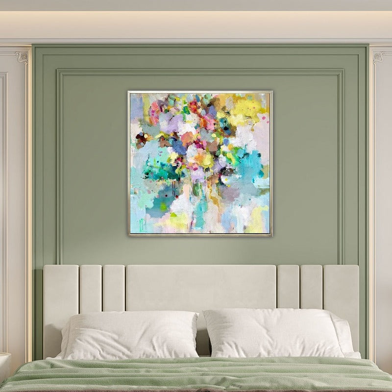 ABSTRACT PAINTING, COLORFUL FLOWERS, HAND-PAINTED CANVAS,artworks made by contemporary artists,artworks made by the contemporary artists,,artworks of arturo luz,artworks of contemporary art