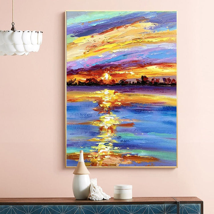 Gold Sunset, Landscape Painting Australia, Hand-painted Canvas,best website to sell prints online,best website to sell your art,best website to sell your digital art,best websites for artists to sell their work,best websites to sell artwork online,best young painters 2020