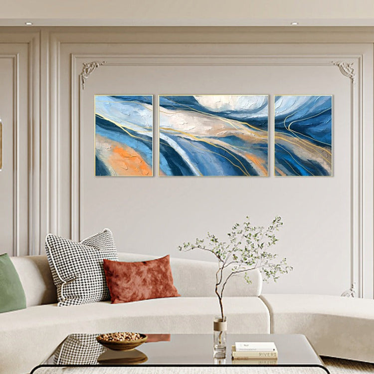 Set of 3 Abstract Painting Australia, Dune, Hand-painted Canvas