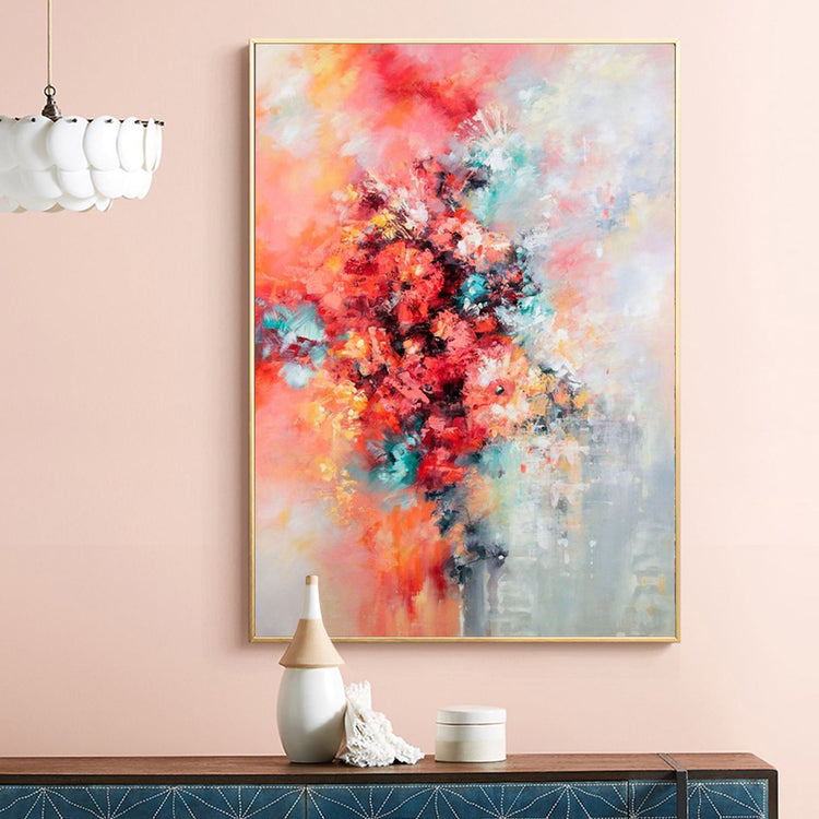 FLOWER PAINTING, ABSTRACT PINK FLOWER, HAND-PAINTED CANVAS,color and light impressionism,color and light of impressionism,color impressionism,color of impressionism,colorful abstract canvas,colorful abstract paintings on canvas,colorful art,colorful art abstract,colorful madhubani art