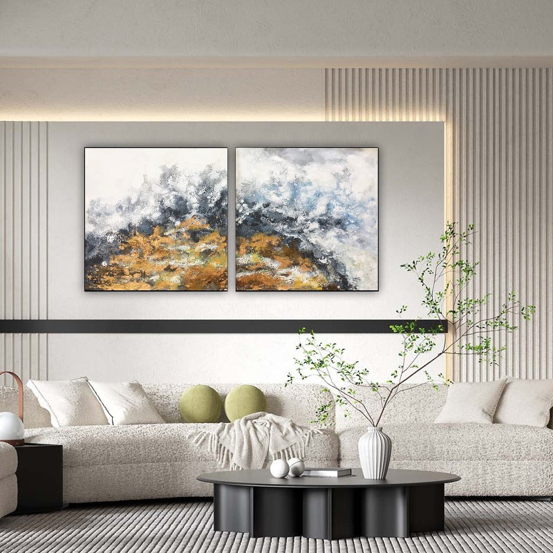 Set of 2 Large Abstract Painting Australia, The Mountain Top, Hand-painted Canvas,artist krishna,artist landscape paintings,artist like salvador dali,artist limited edition prints