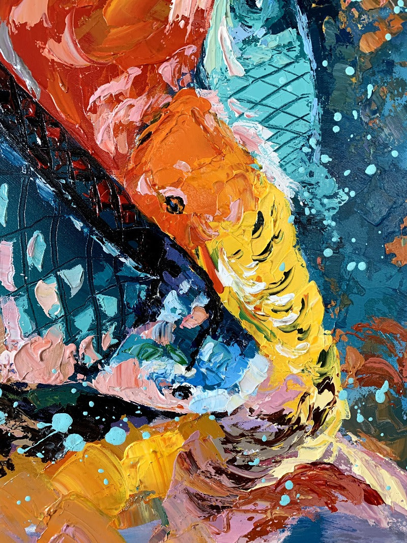 Colorful Fish, Impressionism Animal Painting Australia, Hand-painted Canvas