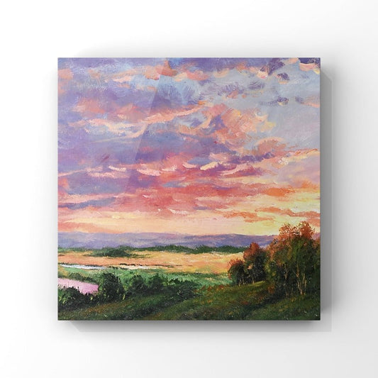 LANDSCAPE PAINTING, PINK SUNSET, HAND-PAINTED CANVASPink Sunset, Landscape Painting Australia, Hand-painted Canvas,best contemporary figurative painters,best contemporary painters 2020,best contemporary watercolor artists