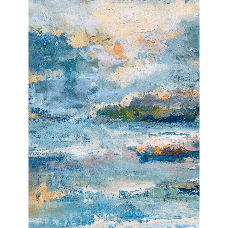 Blue Lake Side, Landscapes Painting Australia, Hand-painted Canvas,bengal pattachitra images,bengal pattachitra painting,bengali pattachitra,bernardo pacquing,bernhardt artist