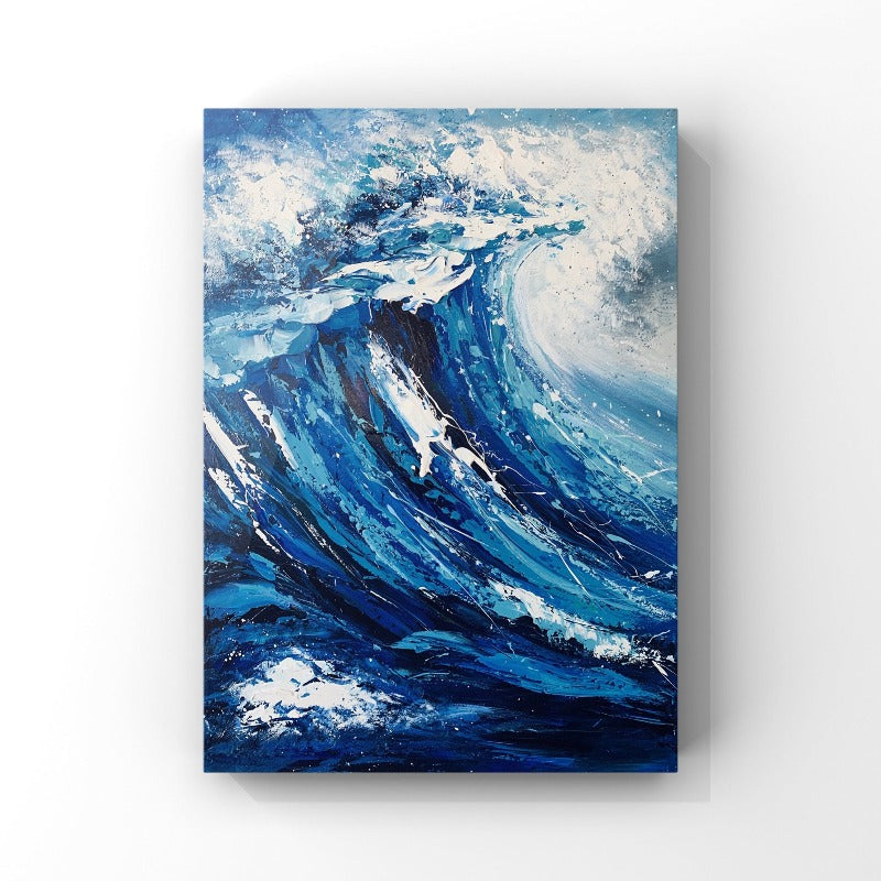 LANDSCAPE PAINTING, THE WAVES, HAND-PAINTED CANVAS