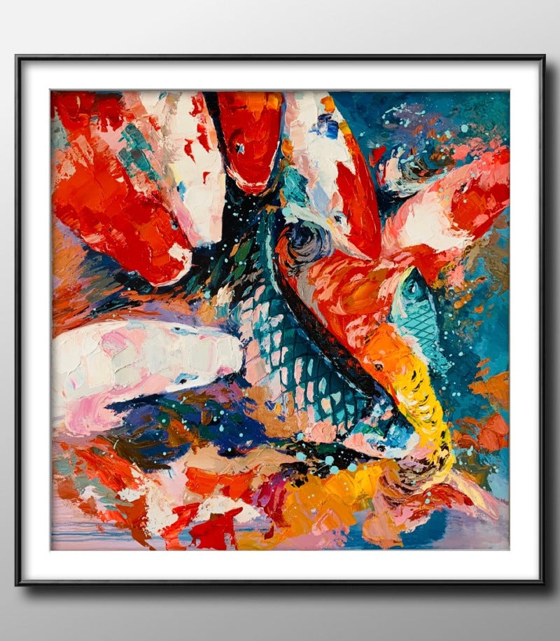 Colorful Fish, Impressionism Animal Painting Australia, Hand-painted Canvas