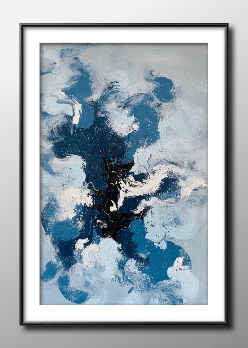 The Cloud, Abstract Painting Australia, Hand-painted Canvas,black white oil painting,black white painting abstract,black white pencil drawings,black white pink wall art,black white yellow wall art,blue abstract paintings,blue and black painting,blue and red paintings