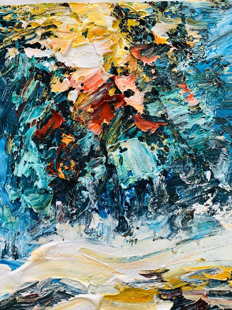 The Waterfall, Impasto-abstract Painting Australia, Hand-painted Canvas