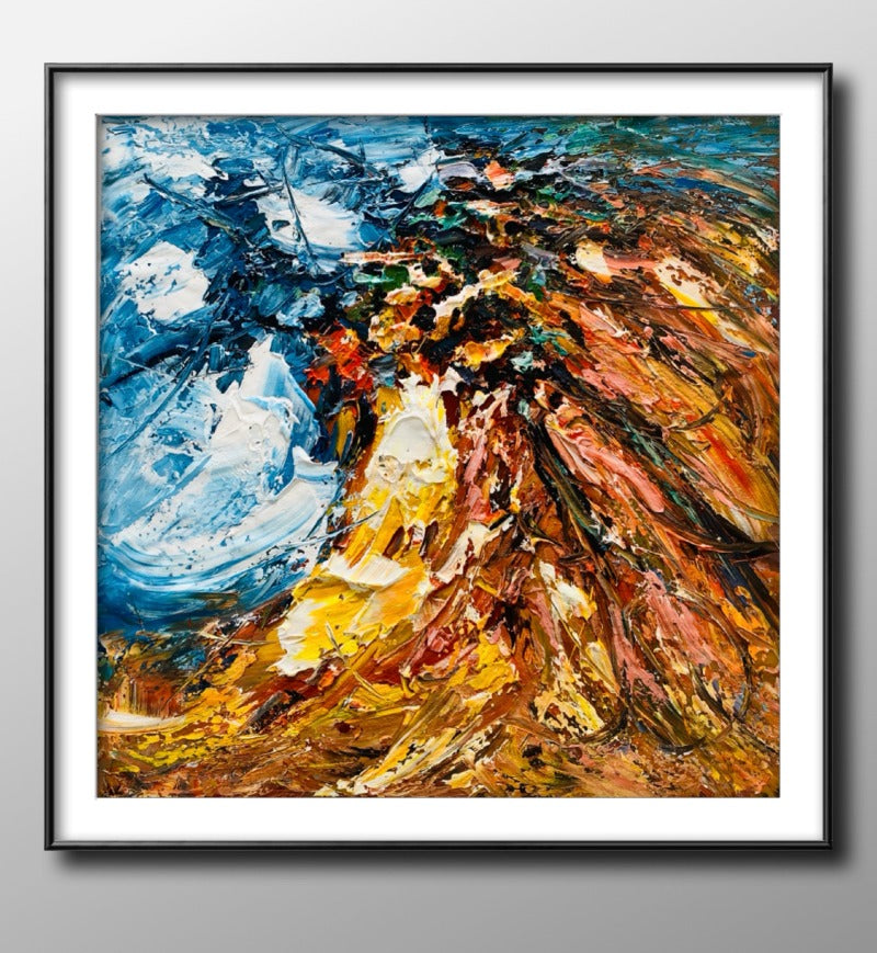 Volcano, Impasto-abstract Painting Australia, Hand-painted Canvas