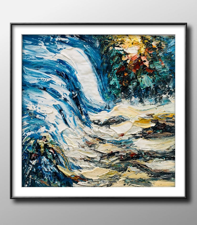 The Waterfall, Impasto-abstract Painting Australia, Hand-painted Canvas