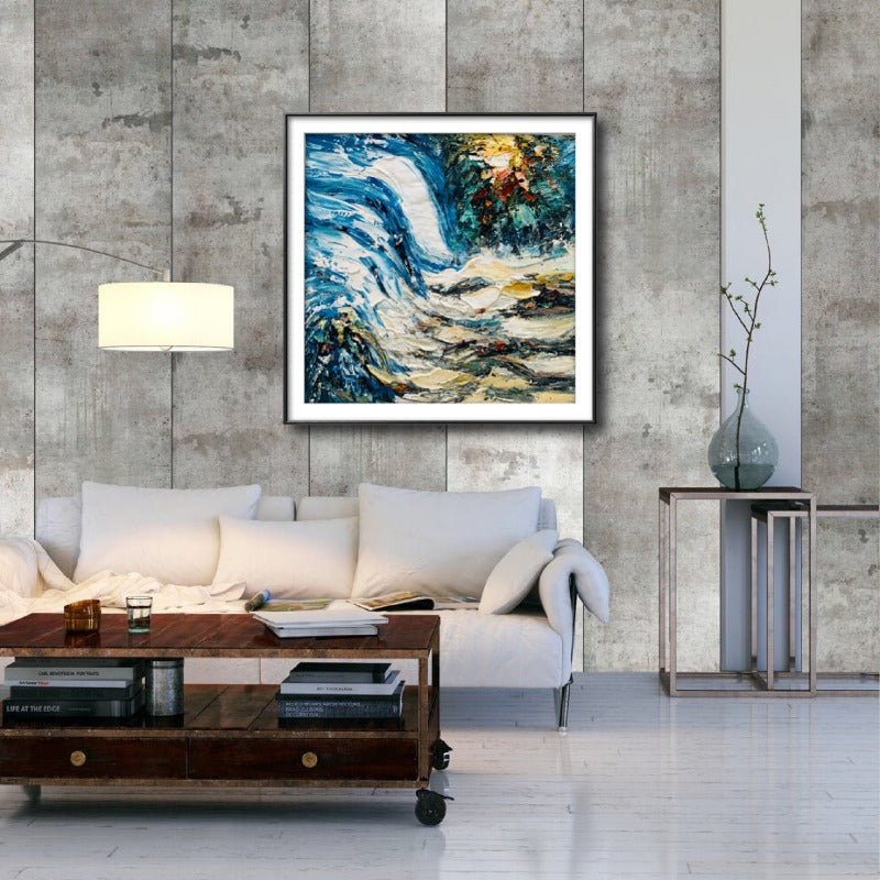The Waterfall, Impasto-abstract Painting Australia, Hand-painted Canvas