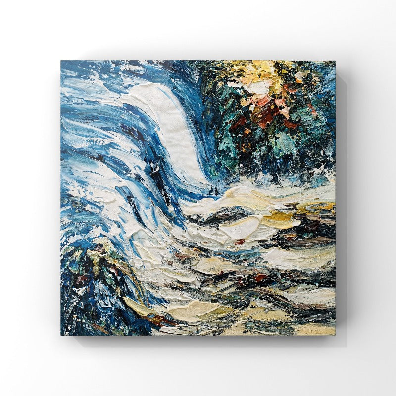 The Waterfall, Impasto-abstract Painting Australia, Hand-painted Canvas