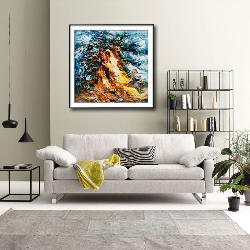 The Yellow Steam, Impasto-abstract Painting Australia, Hand-painted Canvas