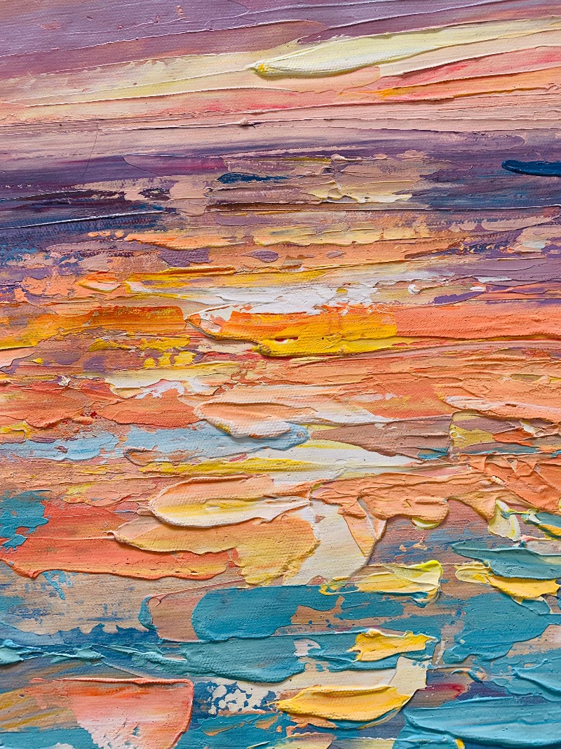 Warm Sunset, Impressionism Painting Australia, Hand-painted Canvas