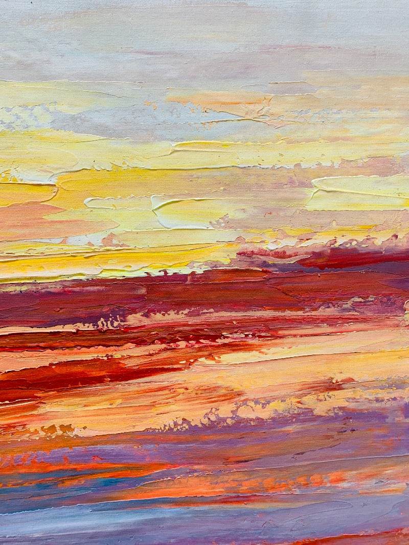 Red Sunset, Impressionism Painting Australia, Hand-painted Canvas