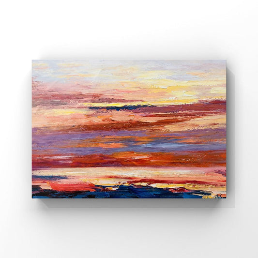 Red Sunset, Impressionism Painting Australia, Hand-painted Canvas