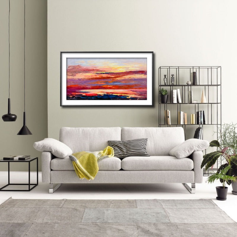 Red Sunset, Impressionism Painting Australia, Hand-painted Canvas