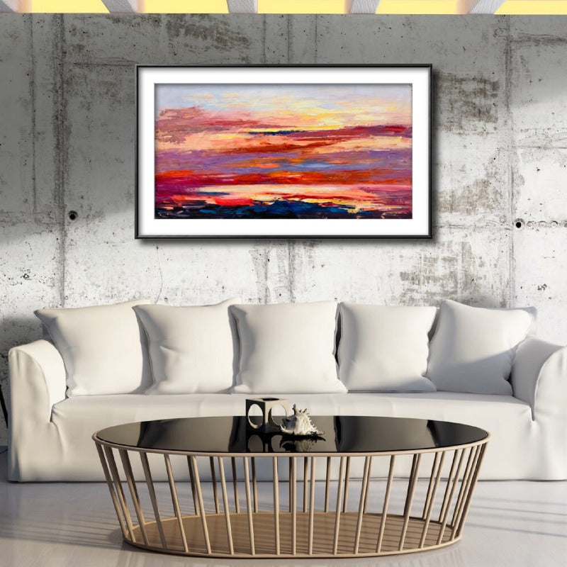 Red Sunset, Impressionism Painting Australia, Hand-painted Canvas