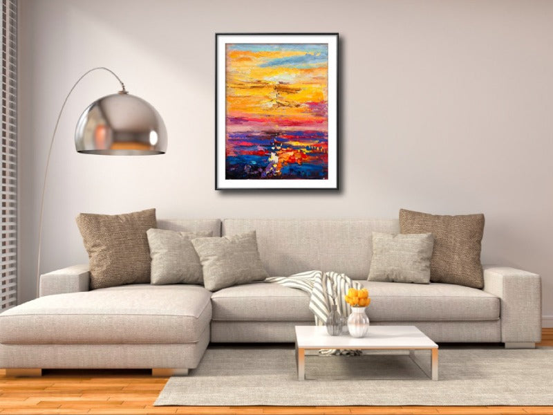 Golden Sunset, Impressionism Painting Australia, Hand-painted Canvas