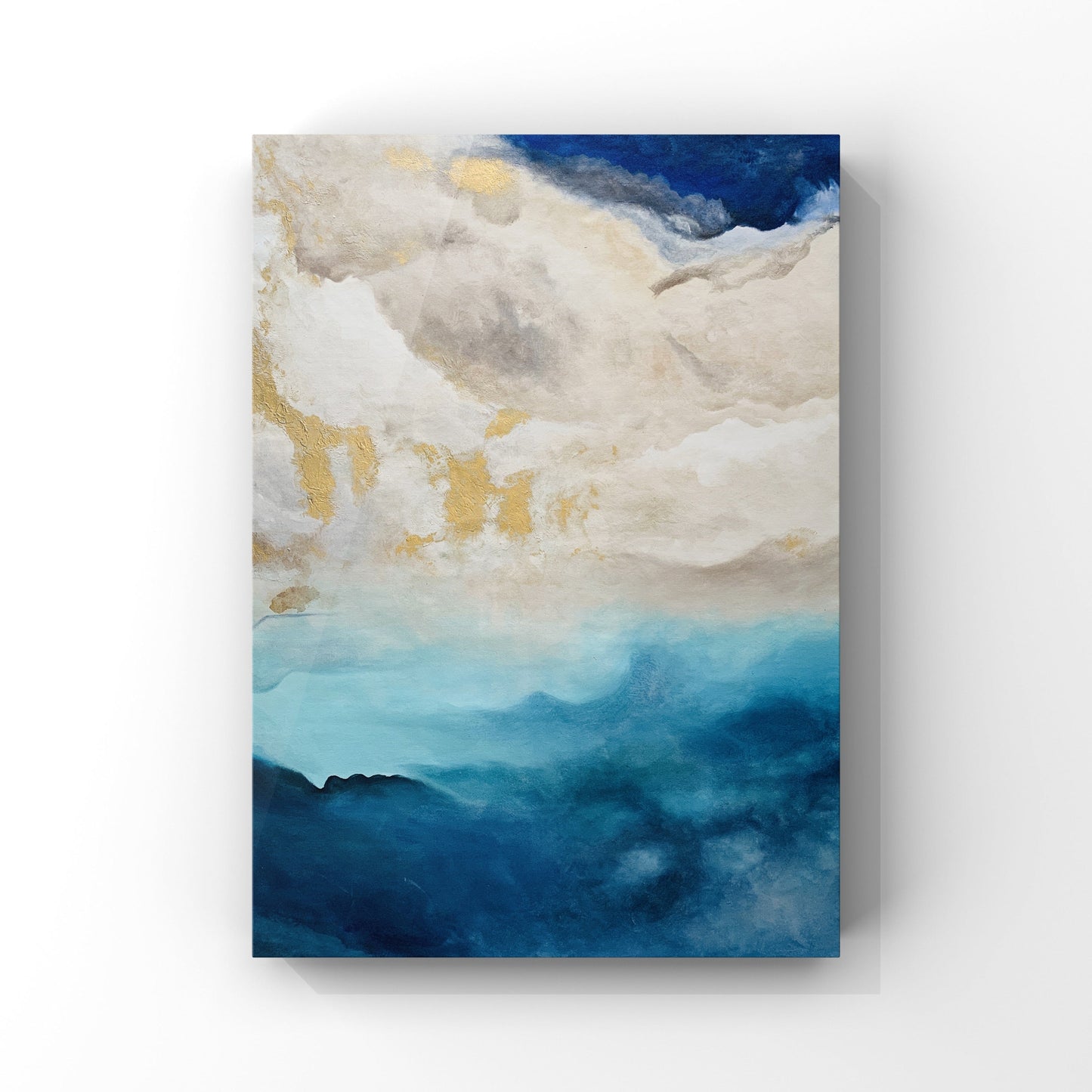 MARBLE PAINTING, OVER THE OCEAN, HAND-PAINTED CANVAS