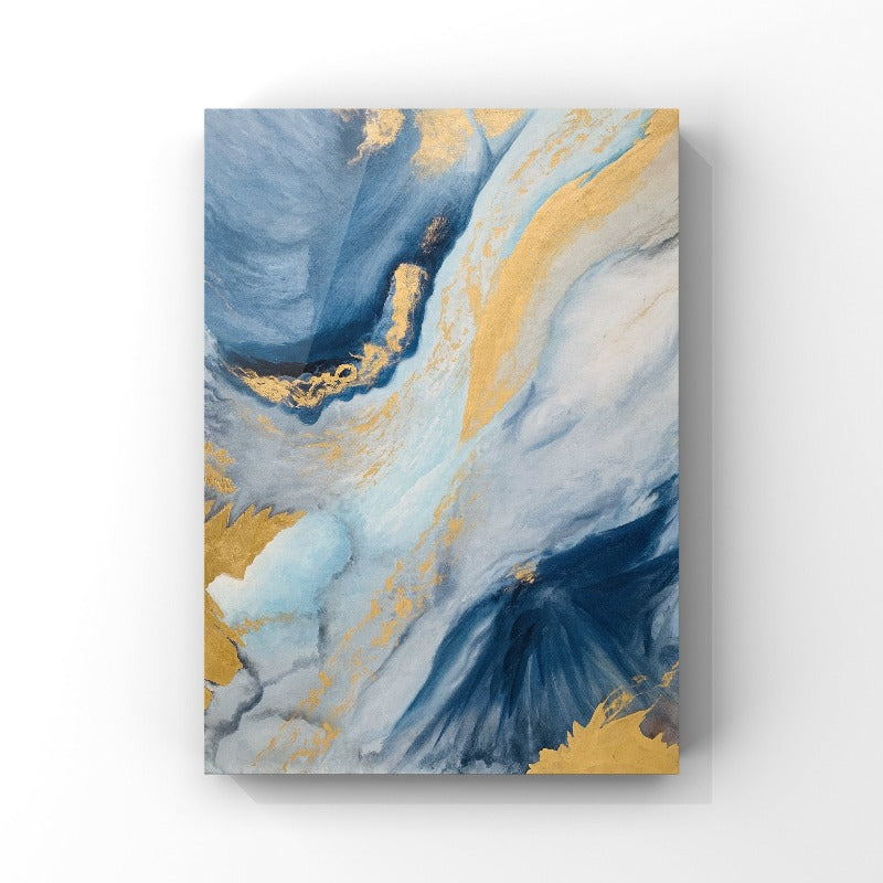 MARBLE PAINTING, BIRD'S VIEW, HAND-PRINTED CANVAS