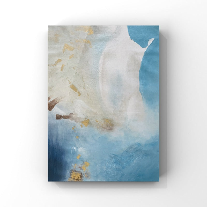 MARBLE PAINTING WALL ART, BLUE SKY DREAM, HAND-PRINTED CANVAS