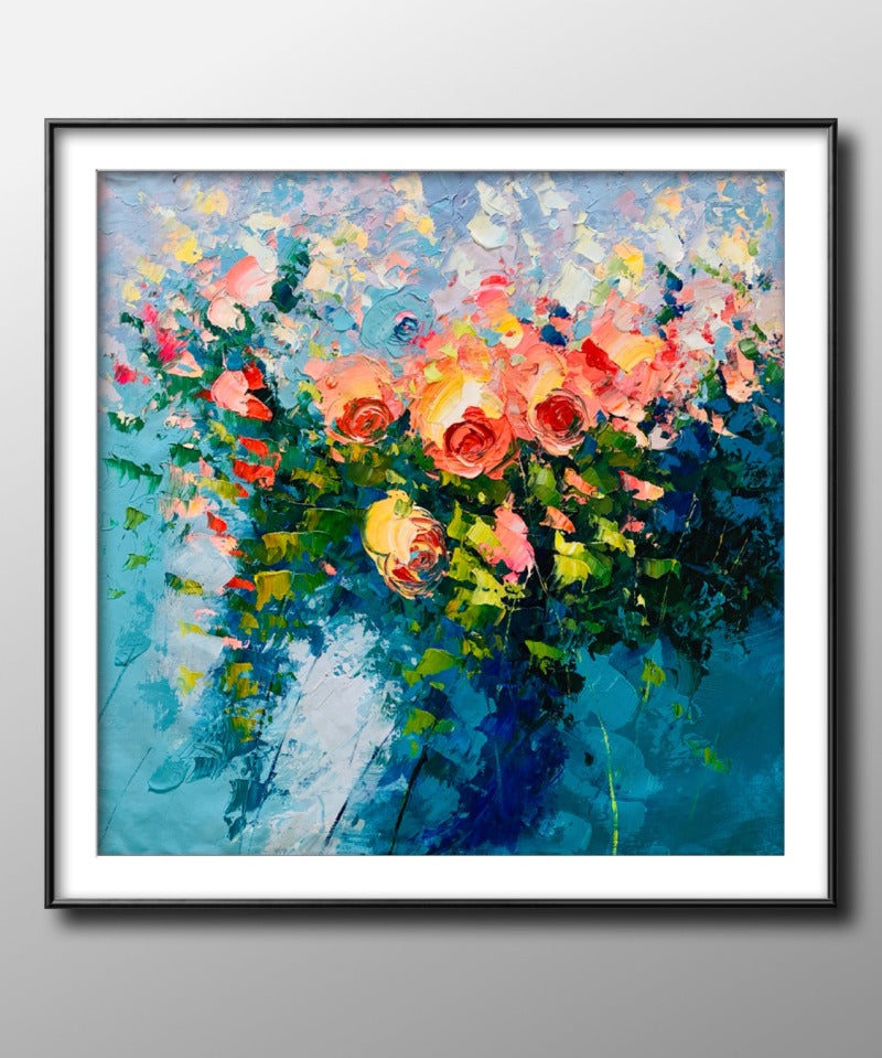 Flower Wall, Impressionism Floral Painting Australia, Hand-painted Canvas