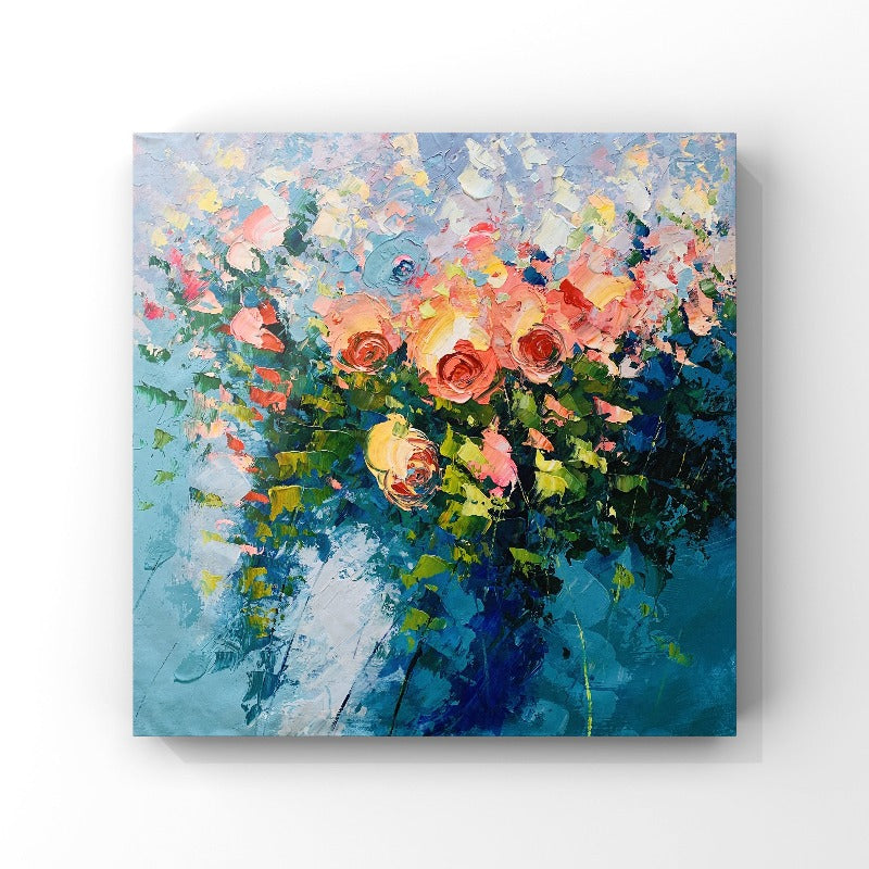 Flower Wall, Impressionism Floral Painting Australia, Hand-painted Canvas