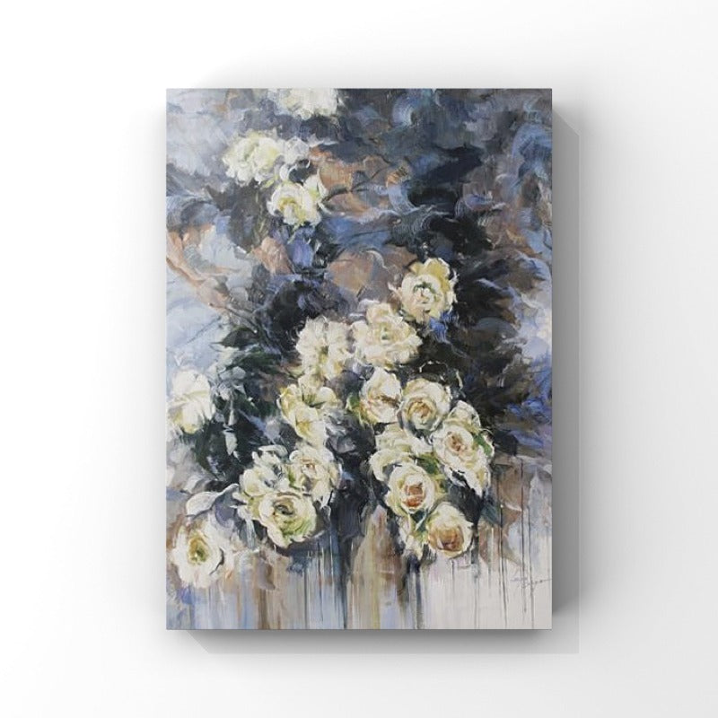 Floral Painting, Pure White Flower Painting Australia, Hand-painted Canvas,artist residency singapore,artist residency usa,artist rising,artist sell online,,artist selling art