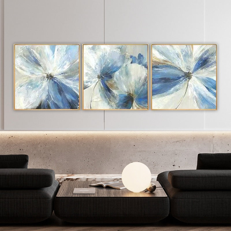 SET OF 3, IMPRESSIONISM FLOWER PAINTING, HAND-PAINTED CANVAS