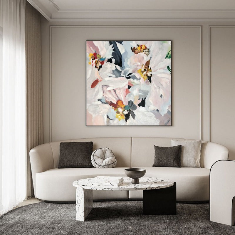 Rose Gold Flower Painting, Impressionism Floral Painting Australia, Hand-painted Canvas