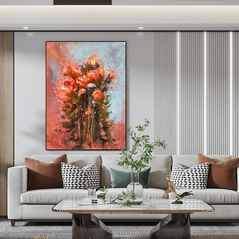 A BUNCH OF ROSE FLOWER | FLORAL PAINTING, HAND-PAINTED CANVAS ,black & white canvas art,black & white canvas wall art,black & white fine art photography,black & white painting,black & white photos for sale,black & white wall art,black & white wall painting,black abstract art