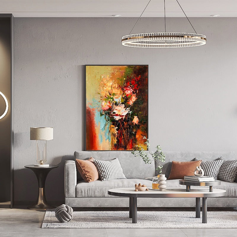 Pink Rose, Impressionism Flower Painting Australia, Hand-painted Canvas