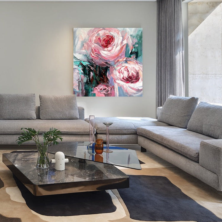 Pink Rose, Floral Painting Australia, Hand-painted Canvas,artist to invest in,artist turner landscapes,artist van gogh,artist vincent van,artist vincent van gogh paintings,artist wall