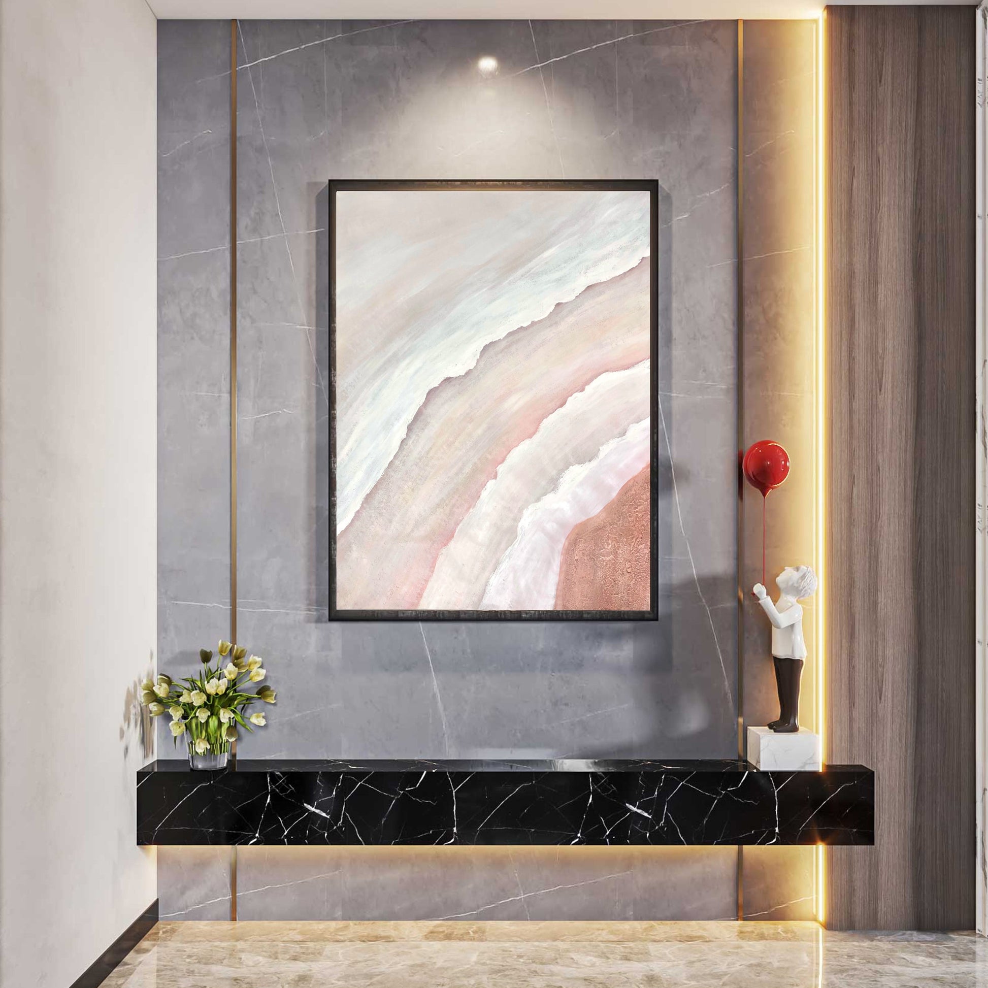 Pink Lake, Minimalist Painting Australia, Hand-painted Canvas,artist wall art,,artist wall decor,artist wall painting,artist watercolor drawing,artist william turner