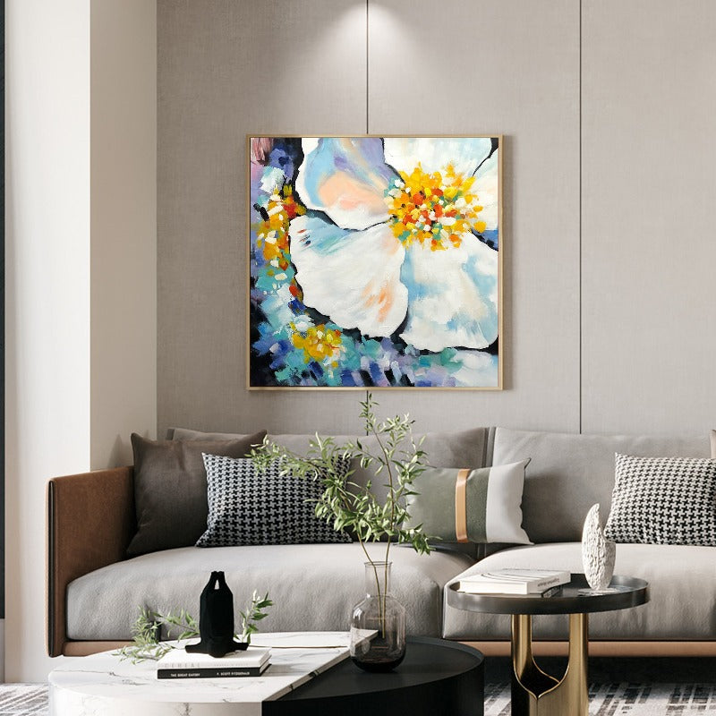 Floral Painting, Colorful Flower, Hand-Painted Canvas – EKM Art Studio