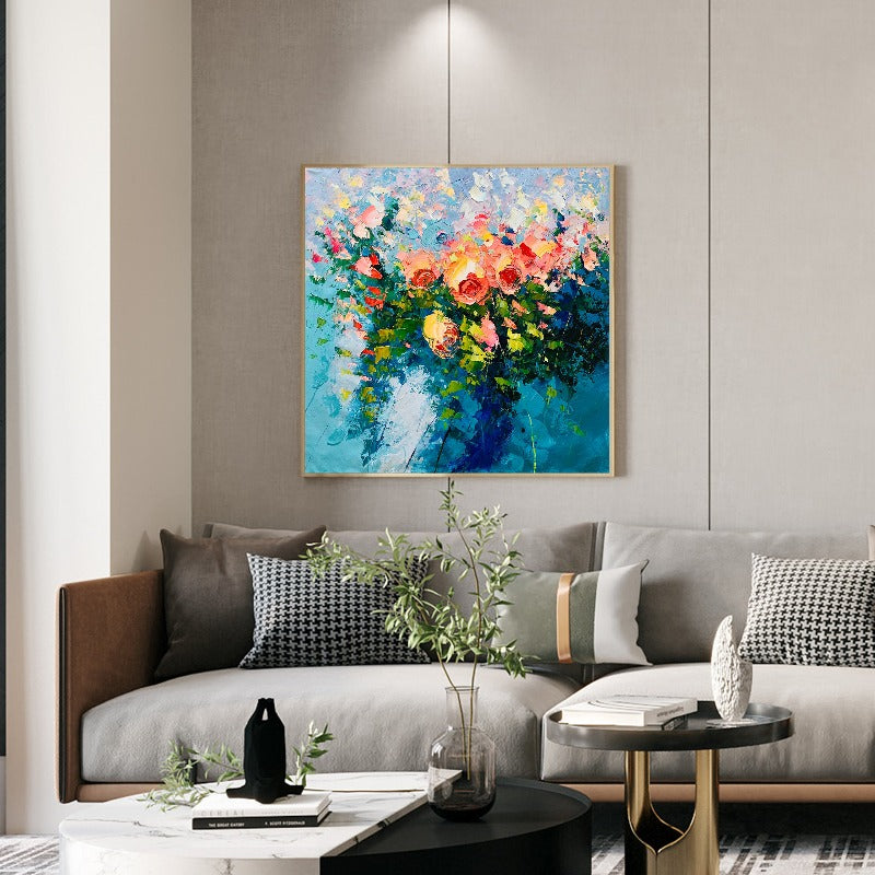 Flower Wall, Impressionism Floral Painting Australia, Hand-painted Canvas