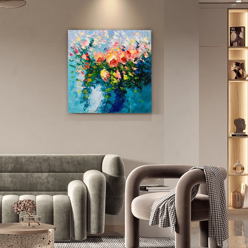 Flower Wall, Impressionism Floral Painting Australia, Hand-painted Canvas