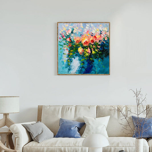 Flower Wall, Impressionism Floral Painting Australia, Hand-painted Canvas