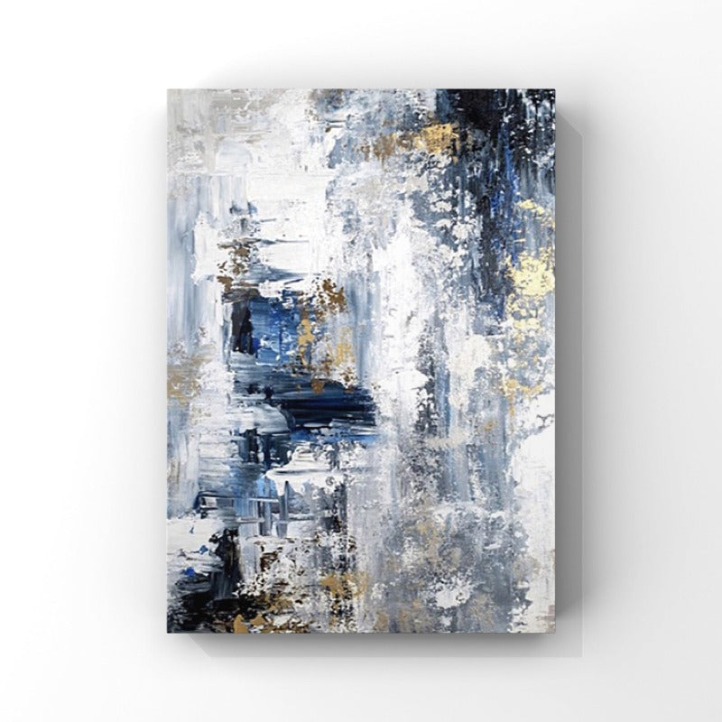 ABSTRACT PAINTING, BLUESKY LAND, HAND-PAINTED CANVAS