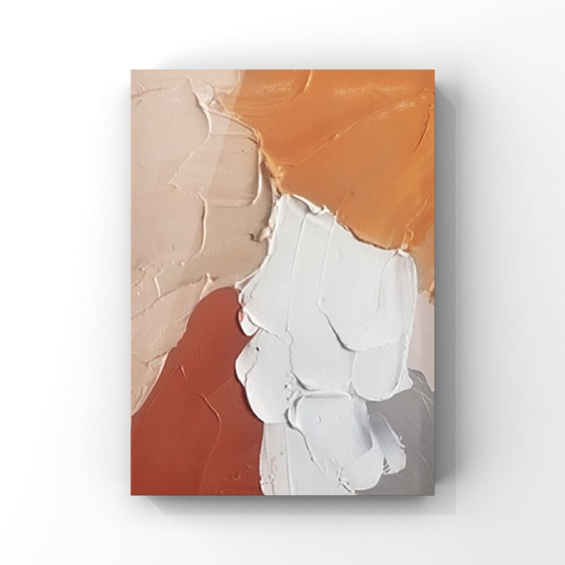 MINIMALIST PAINTING, ORANGE BLOCK, HAND-PAINTED CANVAS