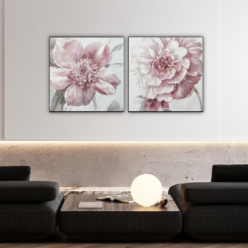 Set of 2 Pink Flower, Hand-painted Canvas, Floral Painting Australia,artist during impressionism era,artist edvard munch,artist edvard munch paintings,artist famous for dots